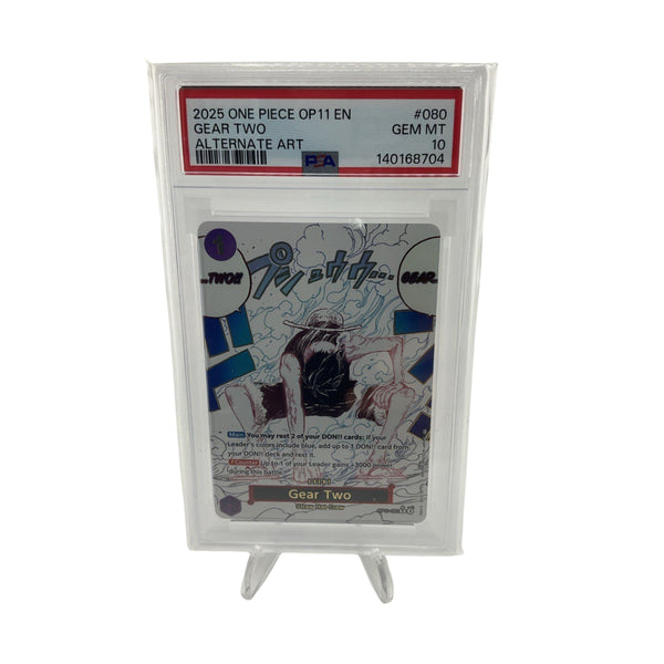 PSA 10 GEM MINT 2025 ONE PIECE OP11EN #080 GEAR TWO ALTERNATE ART