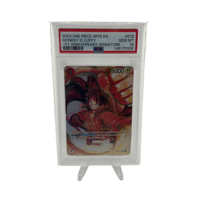 One Piece TCG Monkey D. Luffy 1st Anniversary Signed Card ST01-012 Oda PSA 10