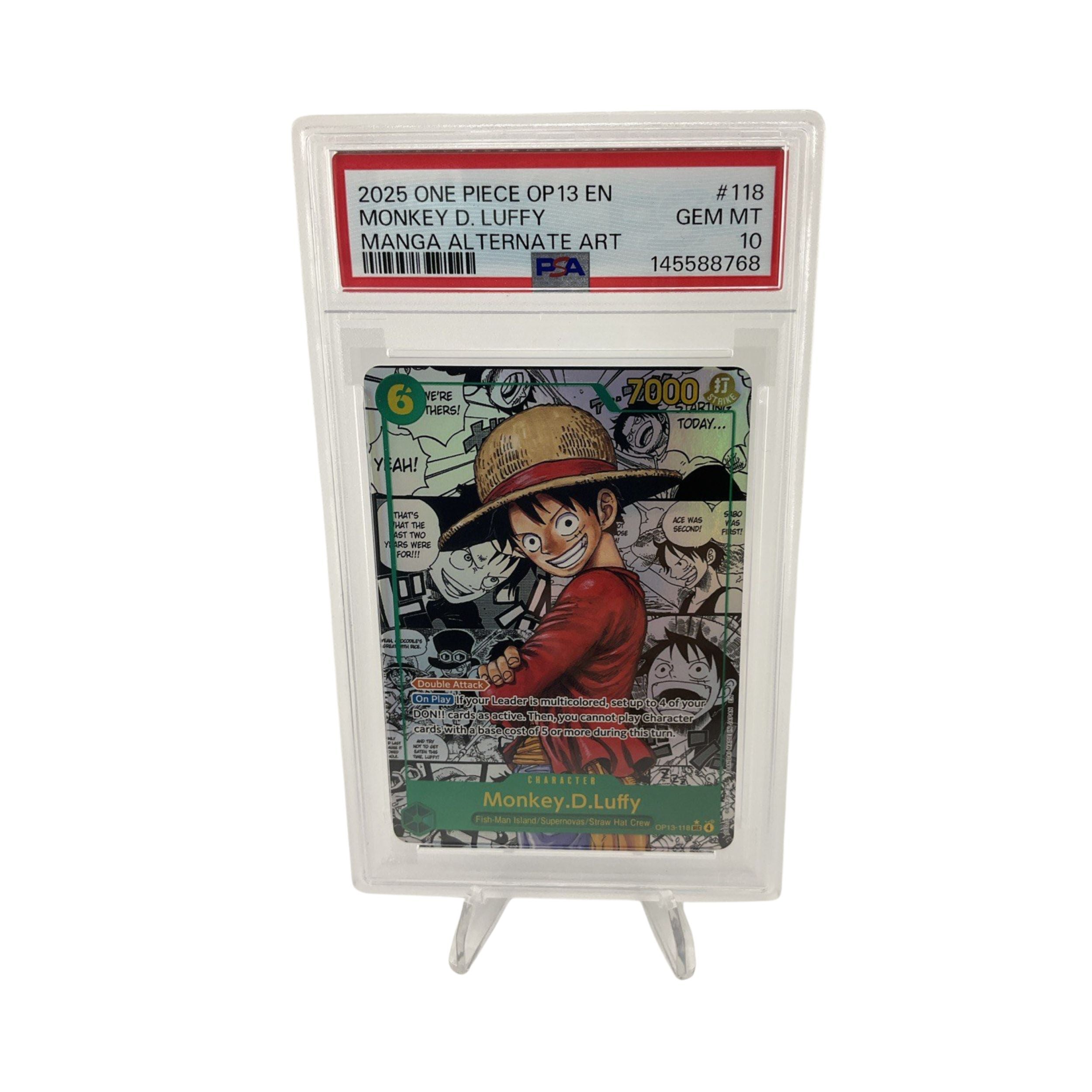 One Piece OP-13 118 Monkey D. Luffy Manga PSA 10 GEM MINT Carrying