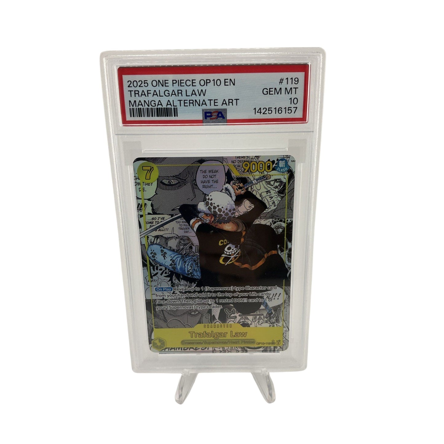 2025 ONE PIECE OP10-ROYAL BLOOD MANGA ALTERNATE ART #119 TRAFALGAR LAW PSA 10