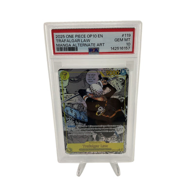 2025 ONE PIECE OP10-ROYAL BLOOD MANGA ALTERNATE ART #119 TRAFALGAR LAW PSA 10