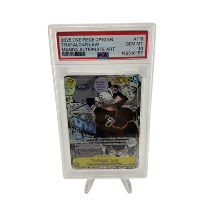 2025 ONE PIECE OP10-ROYAL BLOOD MANGA ALTERNATE ART #119 TRAFALGAR LAW PSA 10