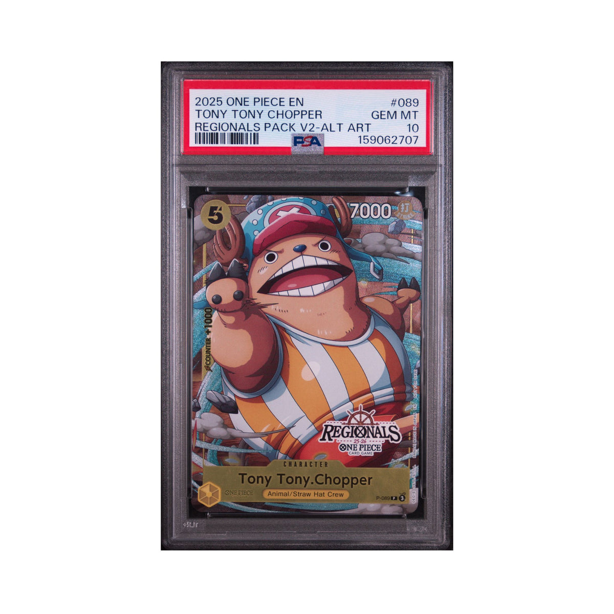 One Piece Tony Tony Chopper Regionals promotional card graded PSA 10 Gem Mint