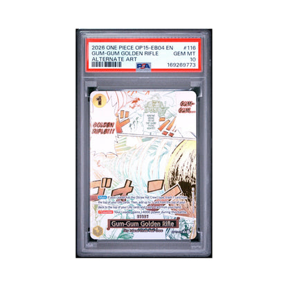 One Piece Card Game Gum-Gum Golden Rifle alternate art PSA 10 graded trading card