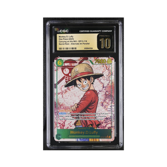 One Piece Monkey D. Luffy OP13-118 alternate-art trading card graded CGC 10.
