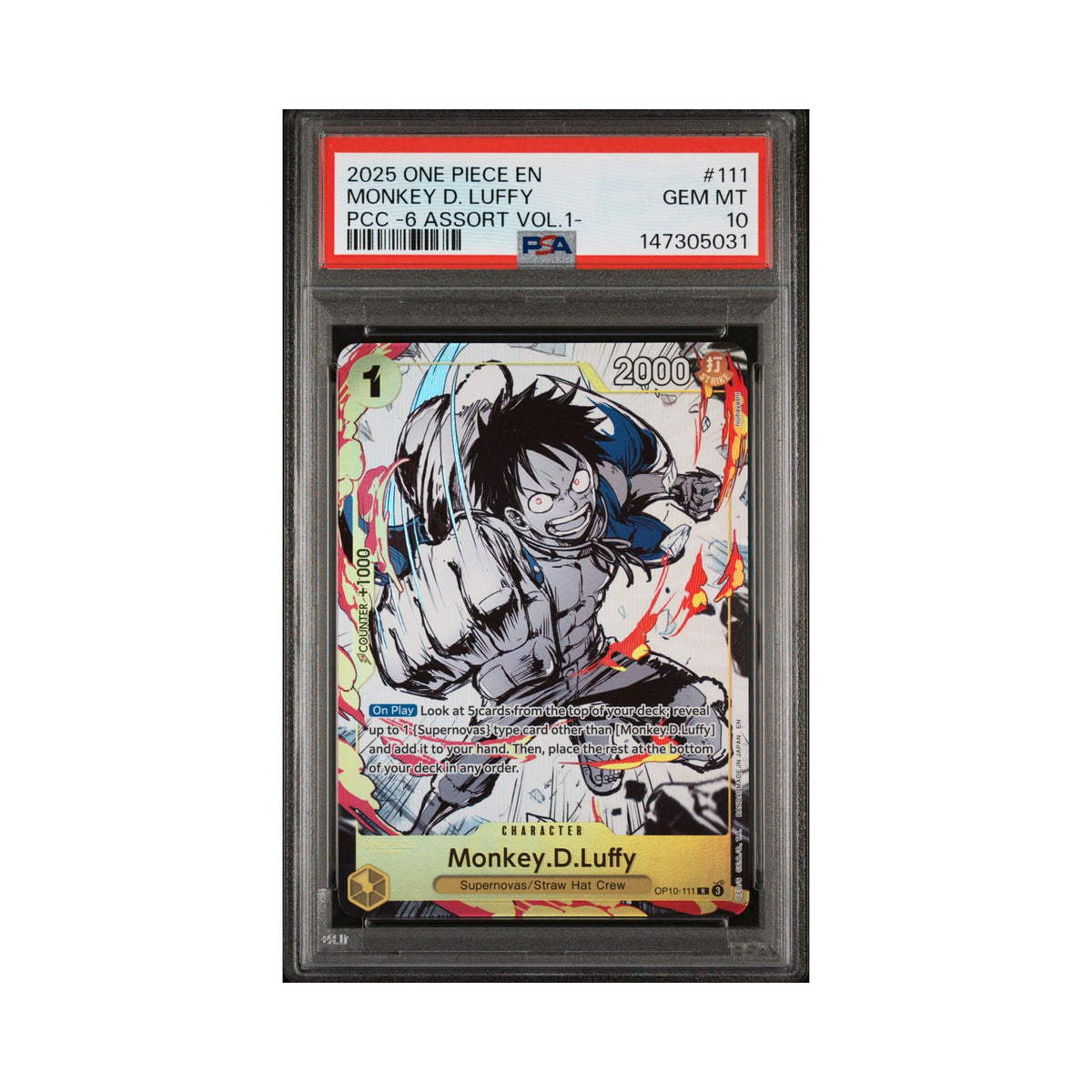 One Piece Card Game Monkey D. Luffy PCC-6 Assort Vol. 1 OP10 PSA 10 graded card