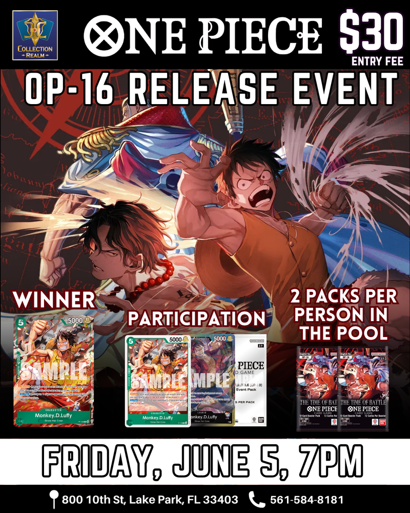One Piece Card Game OP-16 Release Event – June 5, 2026 (Friday 7PM)