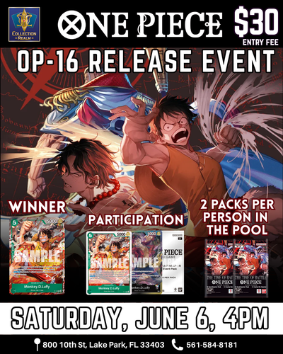 One Piece Card Game OP-16 Release Event – June 6, 2026 (Saturday 4PM)