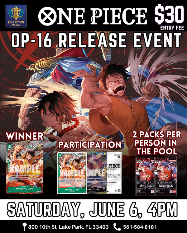 One Piece Card Game OP-16 Release Event – June 6, 2026 (Saturday 4PM)