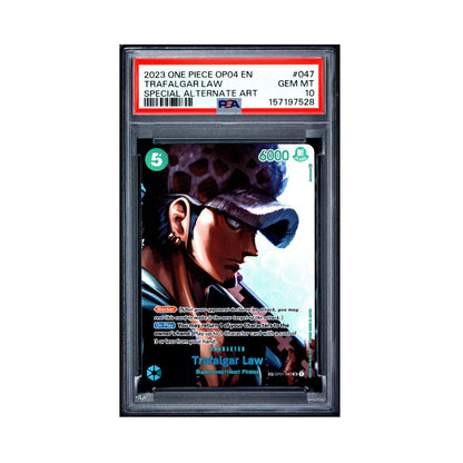One Piece Trafalgar Law OP01 trading card graded PSA 10 Gem Mint