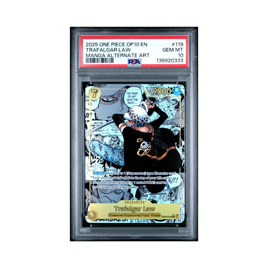 One Piece Trafalgar Law OP10 trading card graded PSA 10 Gem Mint