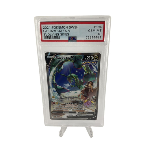 2021 POKEMON SWORD & SHIELD EVOLVING SKIES #194 FULL ART RAYQUAZA V PSA 10