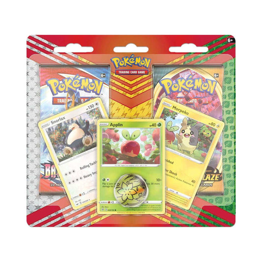 Pokemon TCG 2 pack blister Snorlax Morpeko Applin promo cards with two booster packs.