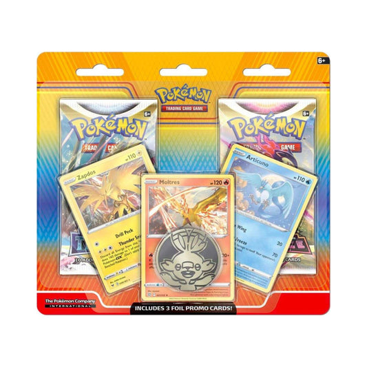 Pokemon TCG 2 pack blister Silver Tempest Astral Radiance Zapdos Moltres Articuno promo cards with booster packs.