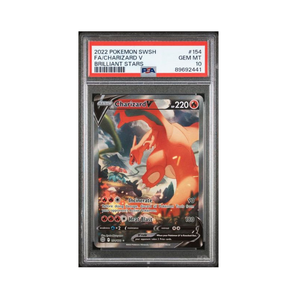 Pokémon Charizard V Sword and Shield Full Art trading card graded PSA 10 Gem Mint