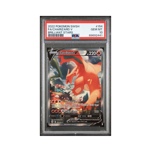 Pokémon Charizard V Sword and Shield Full Art trading card graded PSA 10 Gem Mint