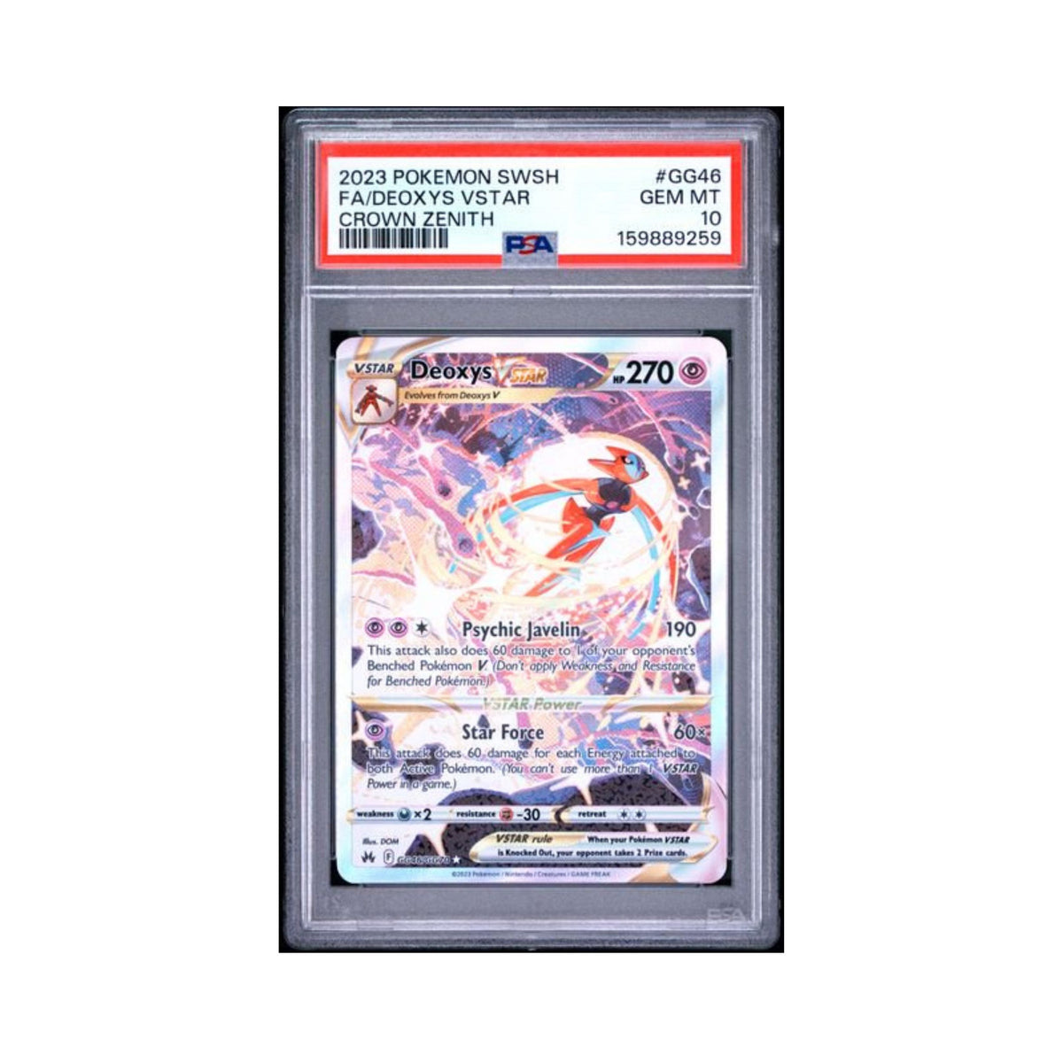 Pokemon Deoxys Vstar SWSH FA PSA 10 9259
