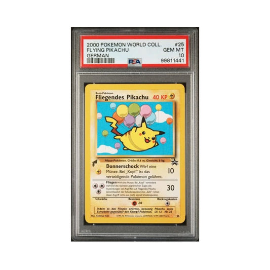 Pokemon Flying Pikachu GER PSA 10 graded German Pokemon trading card.