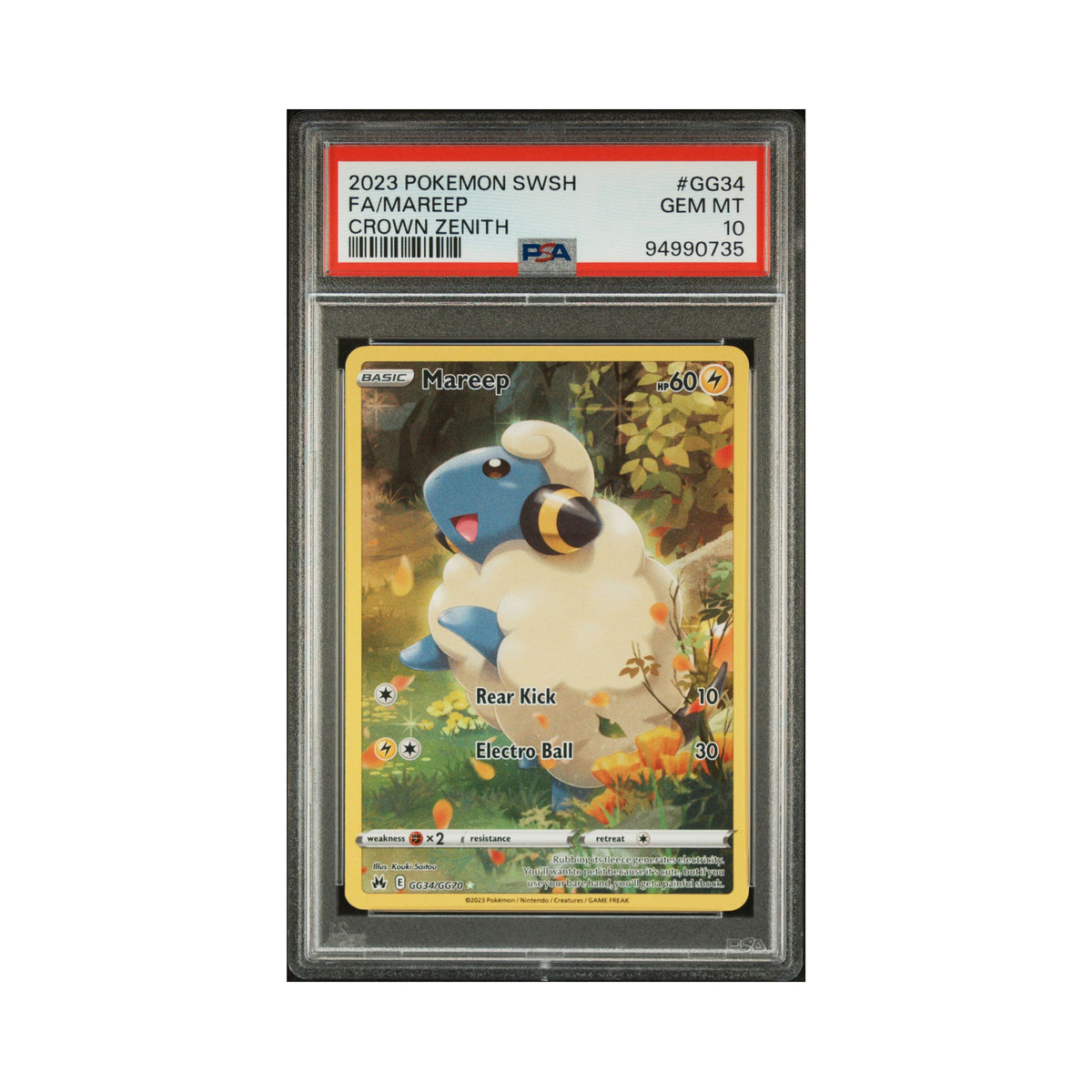 Pokémon TCG Mareep Crown Zenith Galarian Gallery GG34/GG70 PSA 10 graded card