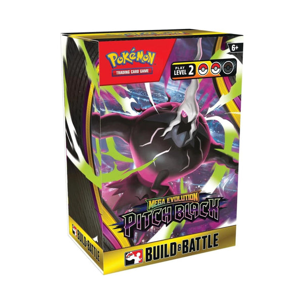 Pokémon Mega Evolution ME05 Pitch Black Build & Battle Box with 4 Booster Packs, 40-Card Deck & Promo Card | Pokémon TCG Collectible Trading Card Game Set