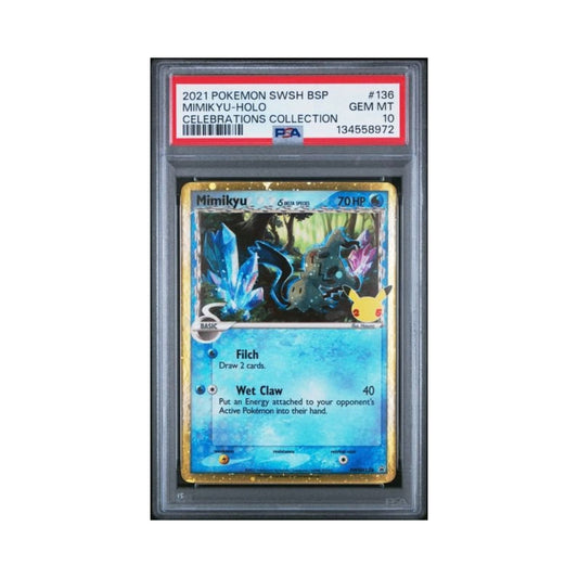 Pokemon Mimikyu Delta Species SWSH136 PSA 10 graded Pokemon TCG promo card.