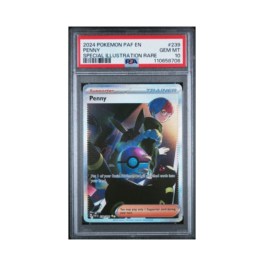 Pokemon Penny Paldean Fates Special Illustration Rare PSA 10 graded trading card.