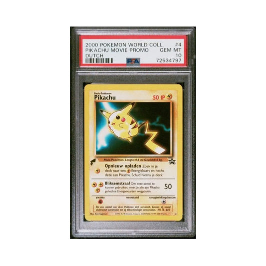 Pokemon Pikachu World Collection #4 Movie Promo Dutch PSA 10 graded trading card.