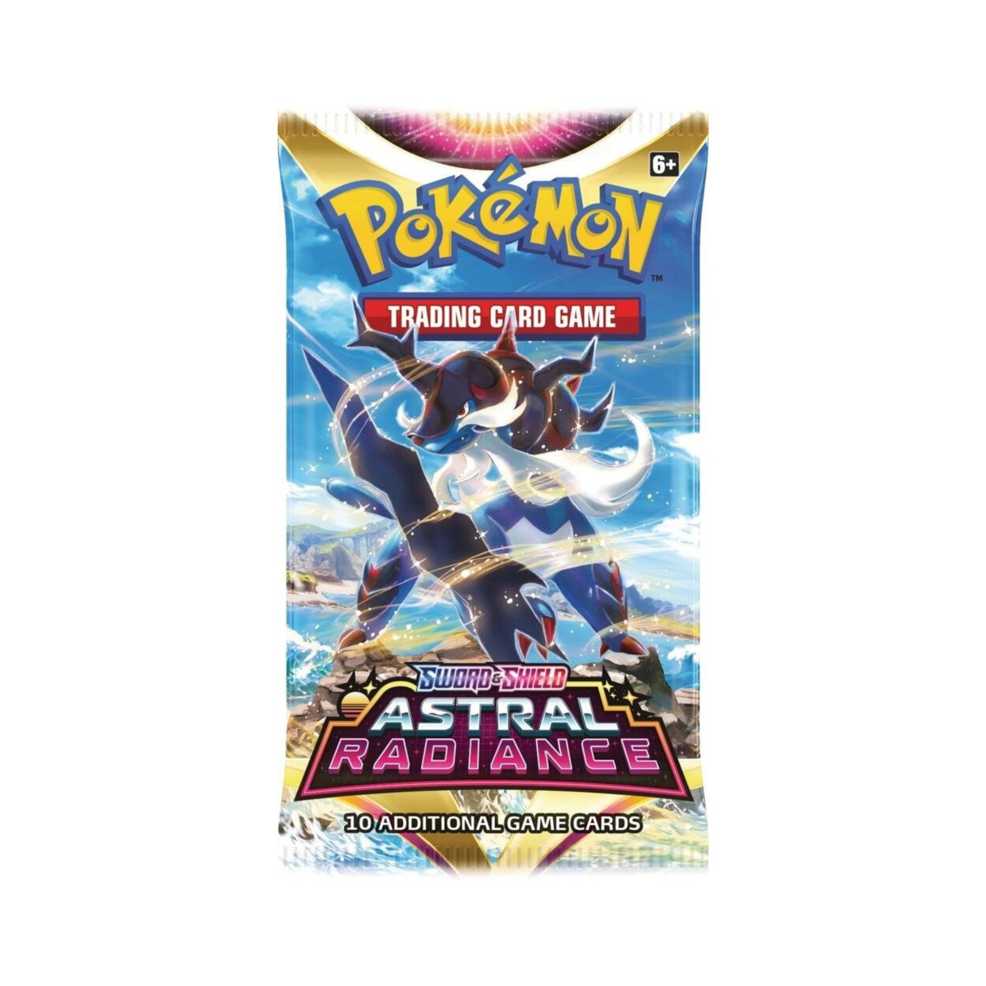 Pokemon TCG Sword and Shield Astral Radiance unsleeved booster pack with sealed Pokemon trading cards for collectible card games.