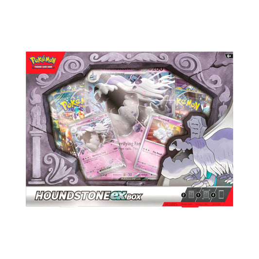 Pokemon TCG Houndstone ex Box with promo pokemon card and pokemon card packs for pokemon trading card game collectors and players.