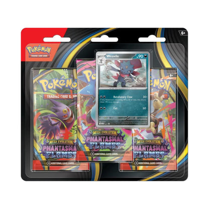 Pokemon TCG Phantasmal Flames 3 Pack Blister Weavile with Yanmega Promo Card