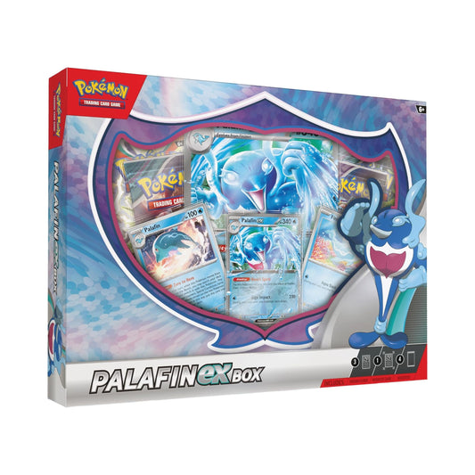 Pokemon TCG Palafin ex Box with Palafin ex promo card and booster packs for pokemon trading card game collectors.
