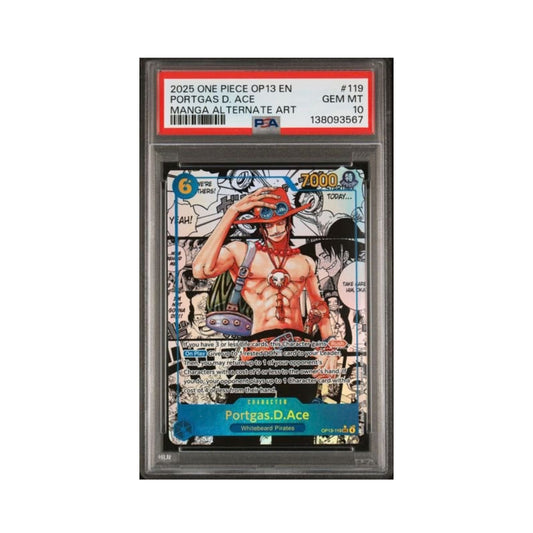 One Piece Portgas D. Ace Manga OP-13 PSA 10 graded One Piece TCG trading card