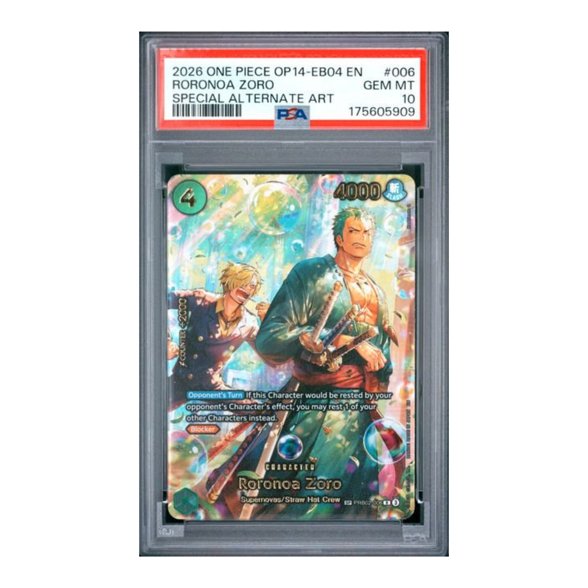 One Piece Zoro Spec Alt Art PSA 10 5909
