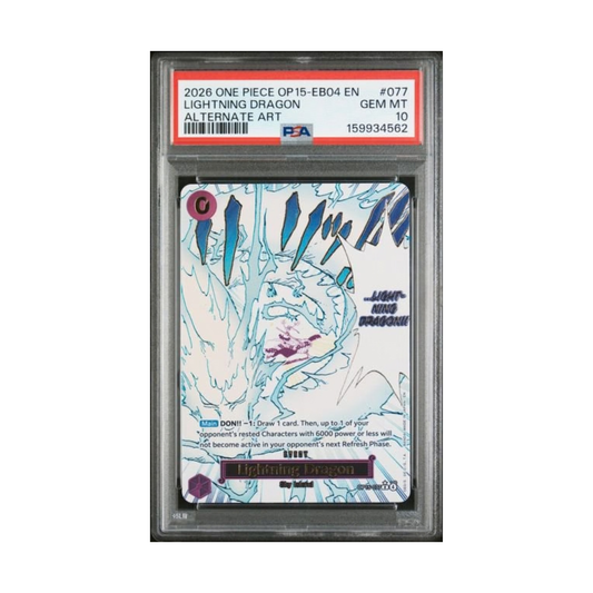 One Piece Lightning Dragon PSA 10 graded trading card.
