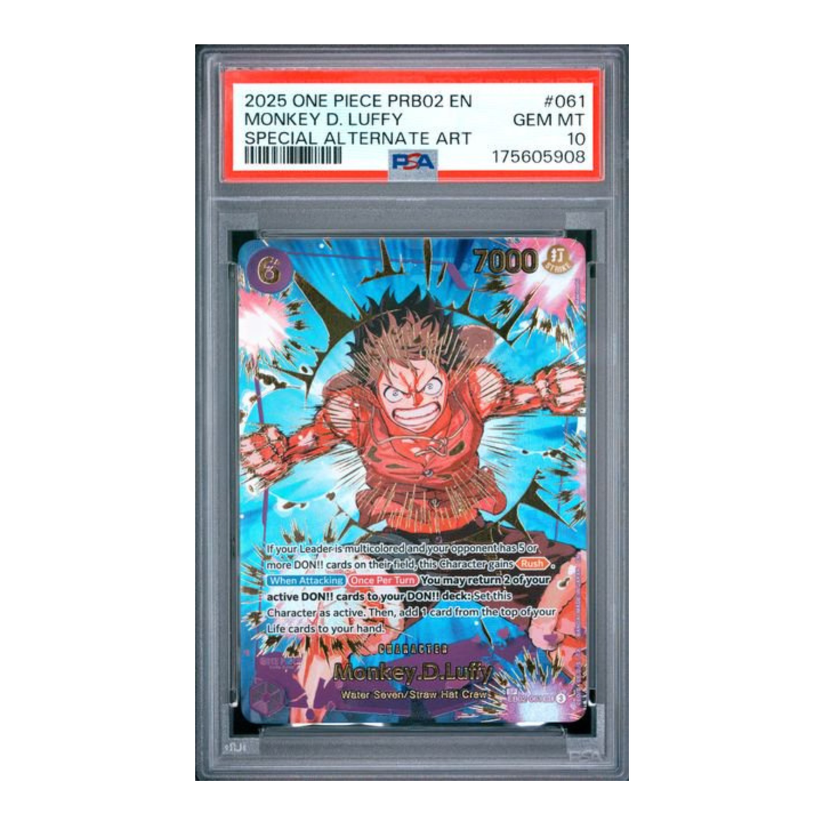 One Piece Luffy PRB02 SP Alt PSA 10 5908