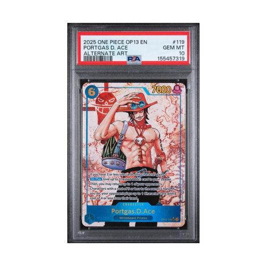 One Piece Portgas D Ace Alt PSA 10 graded trading card.