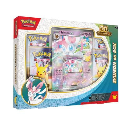 Pokemon TCG 30th Celebration Sylveon ex Box | Includes Foil Sylveon ex Promo Card, Oversized Foil Card & 4 Pokemon 30th Celebration Booster Packs | Trading Card Game Collectible (PREORDER - Release Date September 16, 2026)