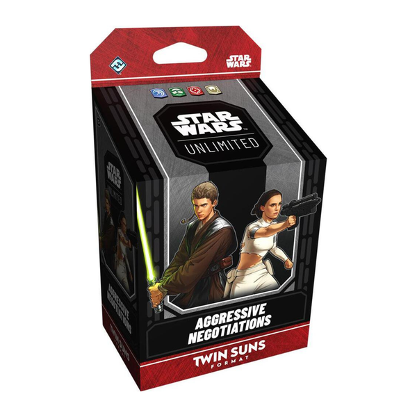 Star Wars Unlimited Twin Suns Format Aggressive Negotiations collectible card game product with themed artwork