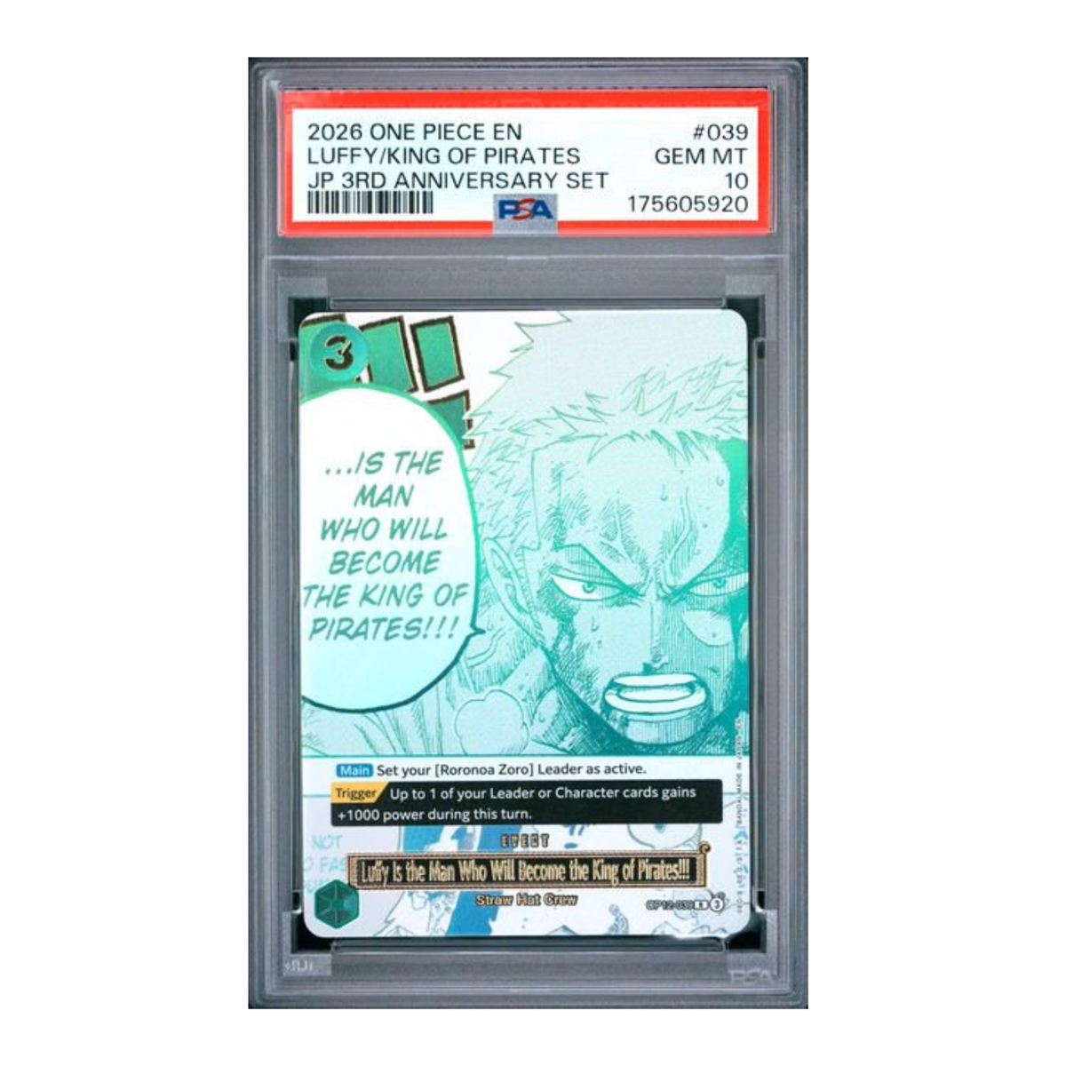 One Piece Luffy/King 3rd Ann PSA 10 5920