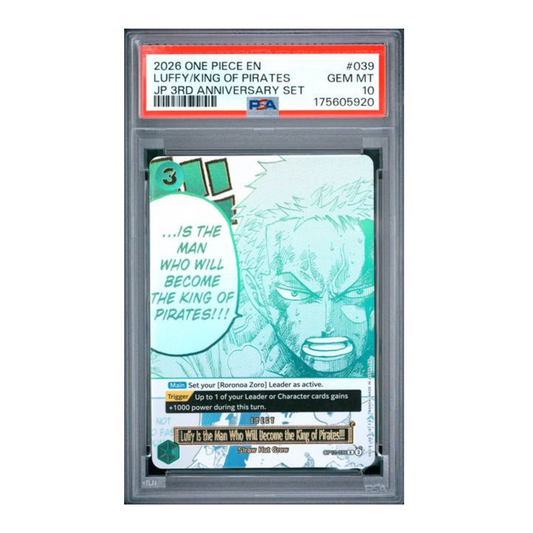 One Piece Luffy and King third anniversary trading card graded PSA 10
