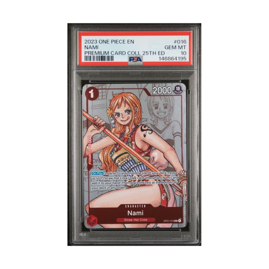 One Piece Nami Premium PSA 10 graded trading card.