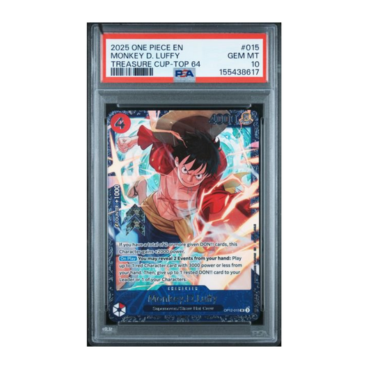 2025 One Piece Monkey D Luffy Treasure Cup Top 64 OP12-015 promo card PSA 10 Gem Mint