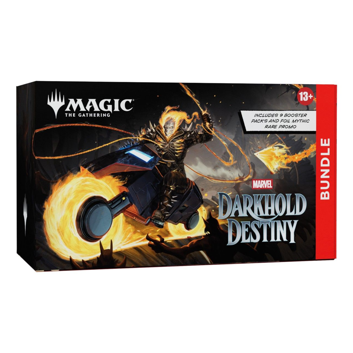 MTG Marvel Darkhold Destiny Bundle, Magic: The Gathering Trading Card Game Bundle with 9 Booster Packs, Foil Promo Card, Spindown Life Counter, Basic Lands and Storage Box (PRE-ORDER)