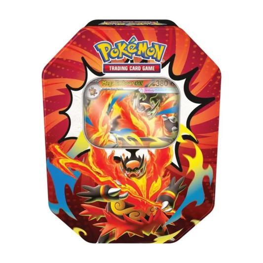 Pokemon TCG Ascended Heroes Mega Emboar EX Tin Pokemon trading card product