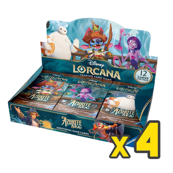 Disney Lorcana TCG Azurite Sea Booster Box Case | 4 Booster Boxes | Trading Card