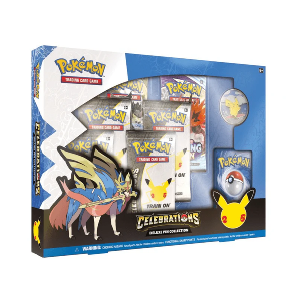 Pokemon TCG Celebrations Deluxe Pin Collection with promo cards and collectible Pokemon pin