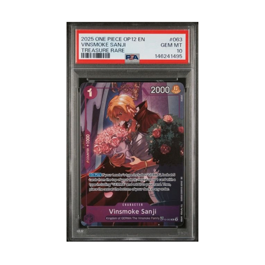 One Piece Vinsmoke Sanji PSA 10 graded trading card.