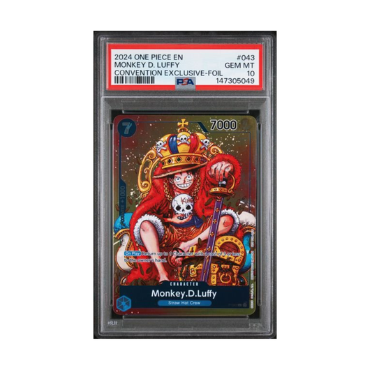 One Piece King Luffy Foil PSA 10 graded trading card.