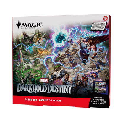 Magic: The Gathering Marvel Darkhold Destiny Assault on Asgard Scene Box, 3 Booster Packs, 6 Traditional Foil Scene Cards, 6 Art-Only Cards and Display Easel (PREORDER - Release Date April 9, 2027)