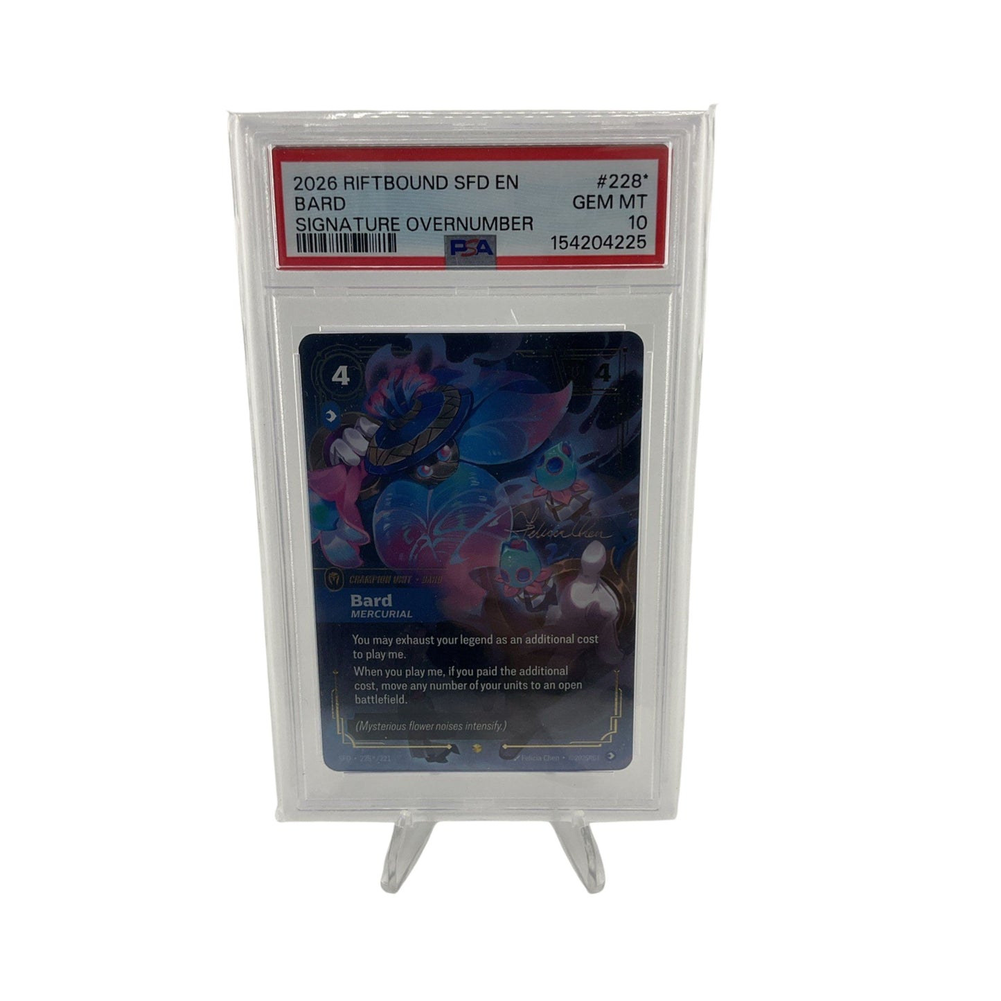2026 RIFTBOUND SFD-SPIRITFORGED #228* BARD - MERCURIAL PSA 10 SIGNATURE
